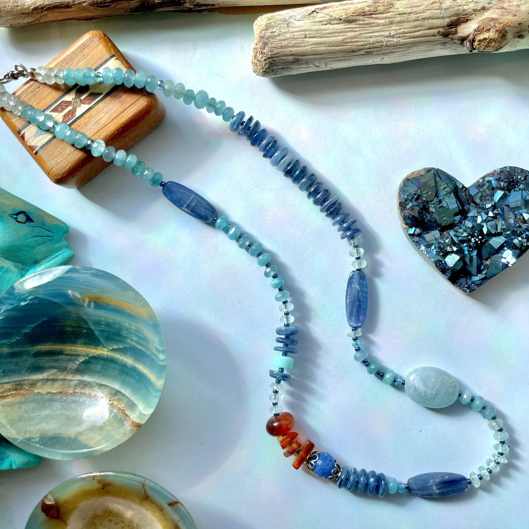 Aquamarine and Kyanite necklace Dakota Nature LLC